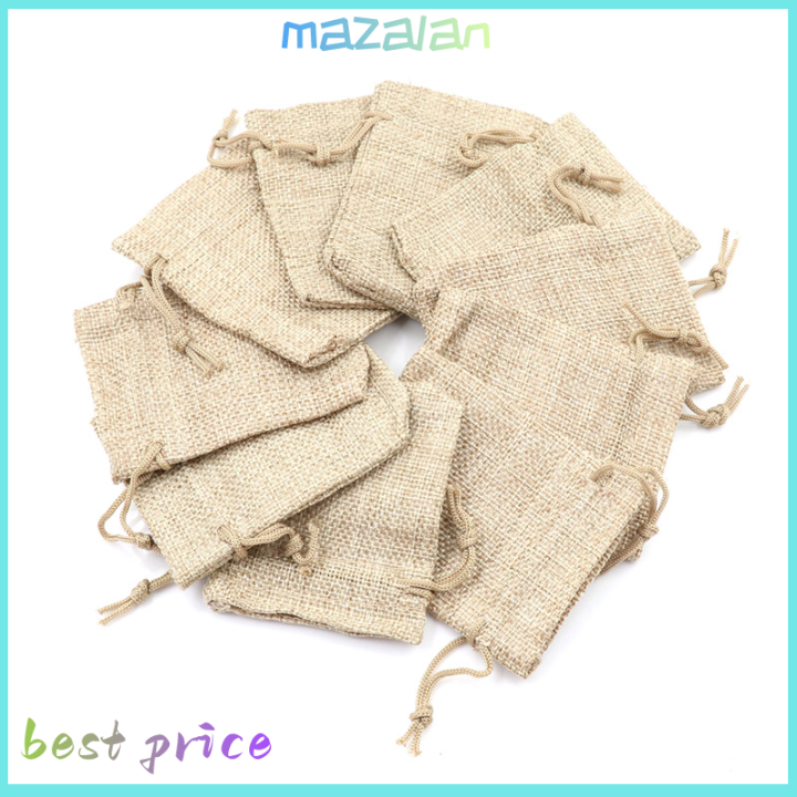 mazalan-10pcs-เล็กๆกระสอบกระสอบกระสอบผ้าลินินกระเป๋า-drawstring-wedding-supplies