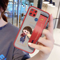 UCUC (สายรัดข้อมือ) เคสมือถือ เคสโทรศัพท์ เคส Realme C15การ์ตูน Coca-Cola น่ารักสาวน่ารักปลอกกันกระแทก Frosted กลับนุ่มขอบฝาครอบเลนส์ป้องกันเลนส์โทรศัพท์บางเฉียบเคสโทรศัพท์