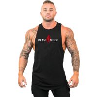 Summer Gym Beast Mode Stringer Tank Top Men Cotton Clothing Bodybuilding Sleeveless Fitness Vest Muscle Singlets Workout Tank