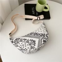 Ethnic style bag literature and art one shoulder messenger dumpling bag large capacity printed canvas bag