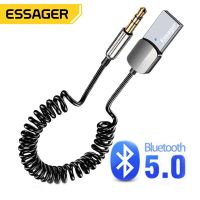 Essager บลูทูธไร้สาย5.0อะแดปเตอร์เต้ารับลำโพงรถยนต์แฮนด์ฟรี3.5มิลลิเมตรแจ็ค Aux เพลงสำหรับเครื่องส่งสัญญาณบลูทูธสำหรับรถยนต์