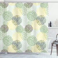 Floral Shower Curtains Modern Flower Creativity Art Garden Leaves Boho Fabric Bathroom Decor Curtain Set with Hooks Yellow Brown