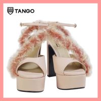 TANGO รองเท้าแฟชั่นสตรีรุ่น TED รองเท้าส้นสูง 5.5 นิ้ว หนังแท้สีสวย ประดับด้วยขน