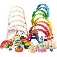 Arched Rainbow Blocks Large Wooden Toys Natural Rainbow Stacking Blocks Creative Toy Montessori Educational Toys For Kids Baby