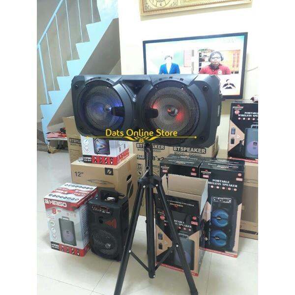 NEW BIGGEST DOUBLE 8 ×2 BLUETOOTH KARAOKE SPEAKER WITH ECHO FREE MIC