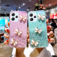 เคส Redmi เรดมี่12 5g หรูหรา 3D คริสตัลผีเสื้อเลื่อมเงางาม Starry Sky ออกแบบปลอกซิลิโคนอ่อนนุ่มใสเคสโทรศัพท์Xiaomi Redmi 12 5G เคสสำหรับสาวกรณีปก