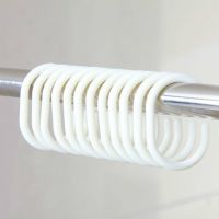 【LZ】 12/24Pcs Plastic Curtain Rings Shower Rod Hook Hanger Curtain ring C hook White Furniture Hardware Decoration Accessories