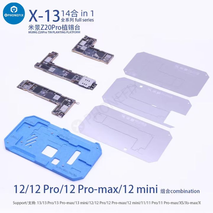 newest-mijing-z20-pro-14-in-1-fixture-for-iphone-x-14-pro-max-middle-layer-motherboard-reballing-soldering-platform-with-stencil