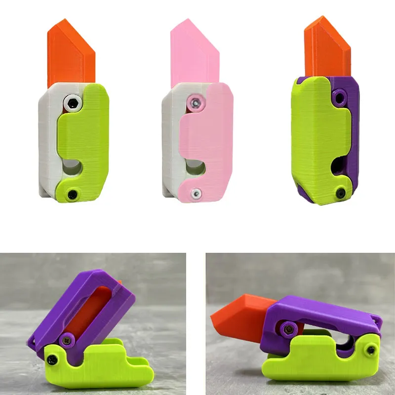 Radish Knife 3D Gravity Knife Decompression Push Brand Small Toy 3D  Printing Gravity Radish Knife