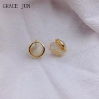 【CC】 GRACE Korea Gold Color Stone Clip on Earrings No Pierced Fashion Fake Piercing Cuff Jewelry