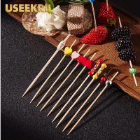 100pcs Wrapped Bamboo Sticks Multi Shapes Cocktail Skewer Cocktail Picks Disposable Party Drink Décor Toothpicks For Fruit Salad