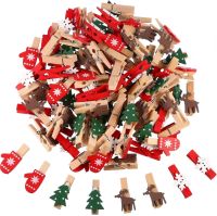 【LZ】◈✙✔  10pcs Christmas Wooden Clips New Year Party Decoration Photo Wall Clip DIY Christmas Ornaments Decorations for Home Xmas Tree