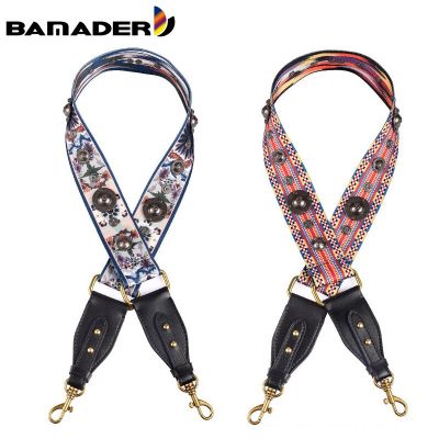 BAMADER Canvas Women Shoulder Strap New Rivet Lnk Painting Bag Straps Ethnic Wide Bag Strap Adjustable Leather Bag Accessories