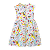 Summer Kids Elegant Dress Animal Unicorn Floral Children Princess Dress Girl Short Sleeve Dresses Baby Girls Party Dress