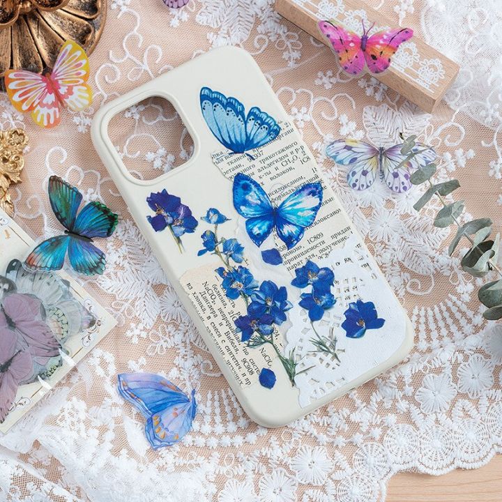 mohamm-40pcs-waterproof-pvc-sticker-colorful-butterfly-hand-ledger-decal-korean-material-paper-stickers-labels