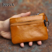 Vintage Leather NASVA Men S Wallet Women S Small Zip Wallet With Cards And Coin Pocket