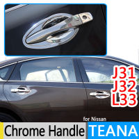 สำหรับนิสสันเทียน่า J32 J31 L33 Altima หรูหราโครเมี่ยมมือจับประตูครอบคลุม2008 2012 2013 2014 2015อุปกรณ์เสริมสติกเกอร์รถจัดแต่งทรงผม