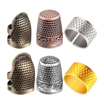 4 Pack Sewing Thimble Finger Protector, Adjustable Finger Metal Shield Protector Pin Needles Sewing Quilting Craft Accessories DIY Sewing Tools