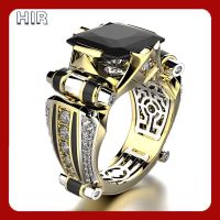 Hir-Titanium Diamond Two-Tone Shape Ring Men S Fashion New Domineering Transfer Lucky Ring จะไม่เปลี่ยนสีเป็นเวลานาน