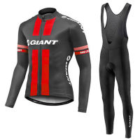 Giant Men MTB Road Bike เสื้อผ้าชุดเอี๊ยมแขนยาวกางเกงระบายอากาศแห้งเร็วชุดเสื้อแขนยาวจักรยาน