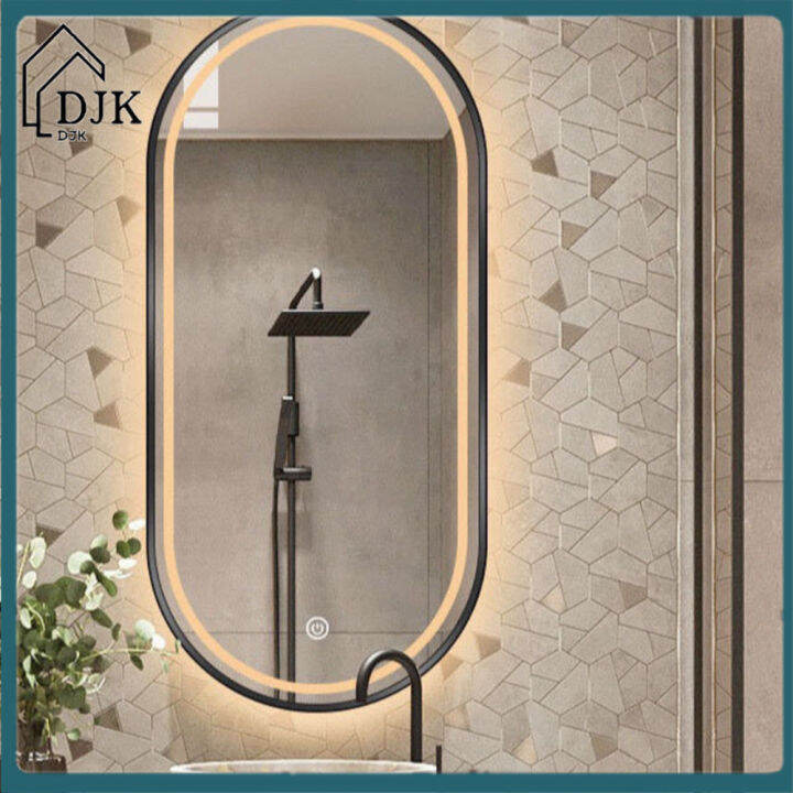 DJK LED Lighted Oval Wall Mounted Touch AntiFog Bathroom Mirror Smart