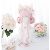 Cosplaysalon H762308 Lolita 60CM Long Curly Pink Ombre Heat Resistant Bangs Cute Party Synthetic Cosplay Wig Gift ของขวัญ