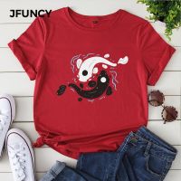 Jfuncy Cotton T Chi Yin Yang Fish Print Loose Tee Tshirt