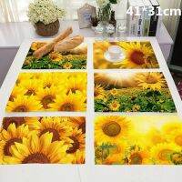 Sunflower Flower Tableware Pad Home Decor Kitchen Supplies Coasters Coffee Pad Cotton Linen Placemat