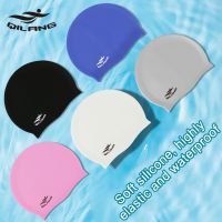 Waterproof Flat Silicone Swimming Cap For Adults Elastic Protect Ears Long Hair Diving Hat Swiming Pool Water Sports Accessories Swim Caps