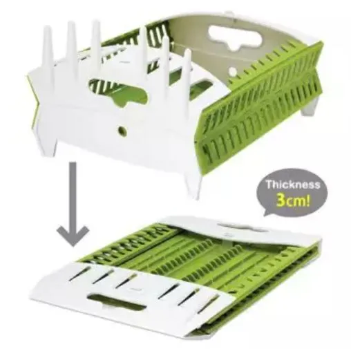 Multipurpose Draining Collapsible Compact Dish Drainer Rack Builtin