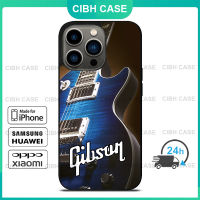 Gibson Guitar Blue กรณีโทรศัพท์มือถือ iPhone 14 Pro Max / iPhone 13 Pro Max / iPhone 12 Pro Max / XS Max / Samsung Galaxy Note 10 Plus / S22 Ultra / S21 Plus ฝาครอบป้องกันการตก 1037