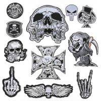 Goth Gothic Patches for Clothing Iron-on Badges Black Applique For Jacket Decorative Ironing Skull Patch On Clothes Stickers Fashion Accessories