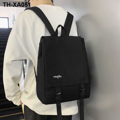 Ins college student waterproof clamshell tooling backpack female schoolbag male casual solid travel bag tide
