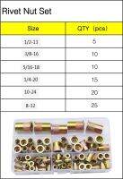 Flat Rivet Nut Metric Rivnut Thread Insert Rivetnut Nutsert Zinc Plated Carbon Steel Assortment Kit 1/2 3/8 5/16 1/4 10/24 8/32