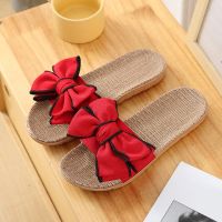 Fashion Summer Women Slippers Sweet Butterfly-knot Indoor Outdoor Open Toe Flat Bottom Lightweight Beach Leisure Daily Slippers