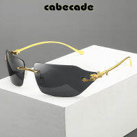 Cabecade 【คุณภาพสูง】ใหม่ Cat Eye แว่นตากันแดดผู้หญิงผู้ชายโลหะแฟชั่นแว่นตากันแดดไร้ขอบเสือดาวแว่นตา Rapper