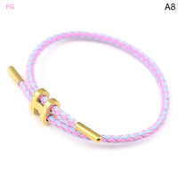 ?【Lowest price】FG สร้อยข้อมือถักสองชั้นแฟชั่นสำหรับผู้ชายผู้หญิงกำไลข้อมือสายถัก