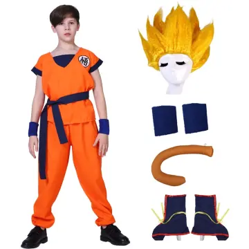 Anime Dragon Ball Goku Costume For Adult Kids Boy Goku Turtle Pie Orange  Top Pants Tail Set Halloween Carnival Party Costume