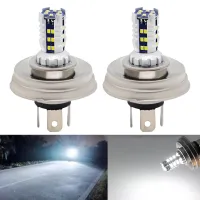 R2 P45T 2ชิ้นโคมไฟไฟหน้ารถมอเตอร์ไซค์แบบ LED 30SMD ลำแสงสูง/ต่ำสำหรับสกูตเตอร์จักรยานยนต์สีขาว6000K 9-30V หลอดไฟหน้าหน้ามอเตอร์ไซค์