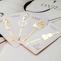 40 pcs/Lot Instrument style bookmarks Music note book mark Gold plated clip Office tool School supplies marcador de livros F145