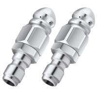 2 Packs Pressure Washer Sewer Jetter Nozzle, 1/4inch Stainless Steel Sewer Tip for High-Pressure Drain Jetting Hose Tube