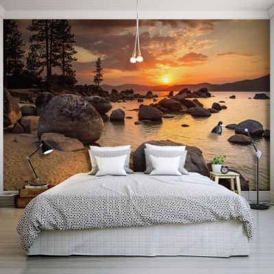 [hot]Nature Landscape Sunset Nightfall River Scenery Photo Mural for Bedroom Living Room Wall Decor Non-woven Customized 3D Wallpaper