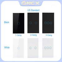 สวิตช์ไฟมาตรฐาน QNCX สวิตช์ติดผนัง EU US หน้าจอโทรศัพท์ LED คริสตัลเซ็นเซอร์ AC100-240V สวิตช์1/2/3แก๊ง Interruttore