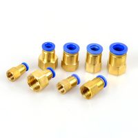 PCF Air Pipe Fitting 4 6 8 10 12mm Hose Tube 1/8" 3/8" 1/2" BSP 1/4" Female Thread Brass Pneumatic Connector Quick Joint Fitting Hand Tool Parts Acces