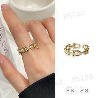 แหวนโซ่เซอร์คอนแฟชั่น,แหวนเปิดปรับขนาดได้เรียบง่าย14K Ins