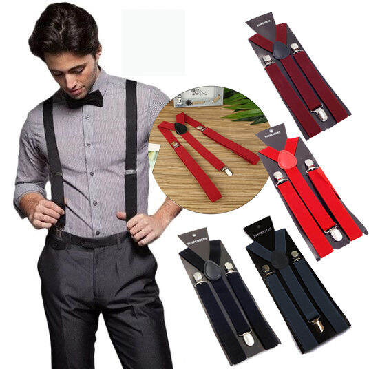 สายเอี๊ยม แบบหนีบ สายยางยืด ปรับสายได้ Men Suspenders For Man Women