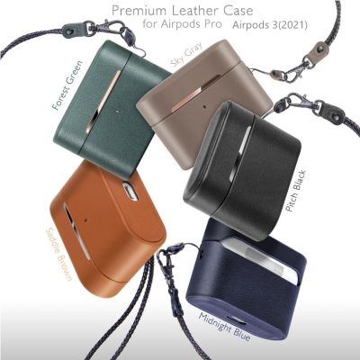 ~ เคสหูฟังหนังวัวแท้สําหรับ  3(2021)/Pro,Fashion Storage Box Portable Lanyard