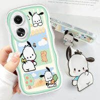 Volans เคสสำหรับ OPPO A58 A77 4G A78 4G พร้อมที่จับฟรีนิ่มแฟชั่นเคสโทรศัพท์หยัก Pochacco การ์ตูนป้องกันกล้องคลุมทั้งหมดเคสโทรศัพท์มือถือ