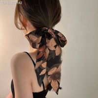 ℡ Elegant Long Ribbon Women Ponytail Scarf Elastic Hair Band Knotted Printing Hair Ties Hair Rope Hair Accessories