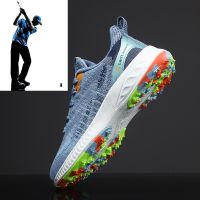 Brand New Mens Golf Shoes Blue Black Comfortable Golf Sneakers Mens Lightweight Walking Sneakers Mesh Breathable Golf